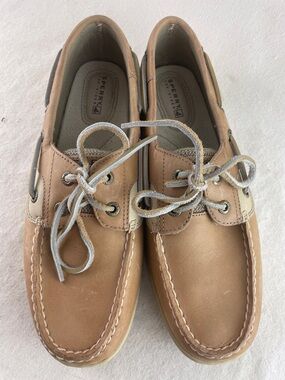 Sperry Women’s Two-Tone Tan Leather Boat Shoes Size 8